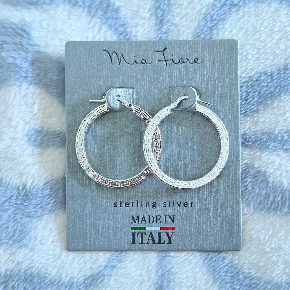 Mia Fiore Silver🤍 Greek🇬🇷 Key🔑 Hoop Earrings
